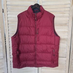 L.L. Bean Puffer Vest Red Goose Down Size XL Men's Full Zip